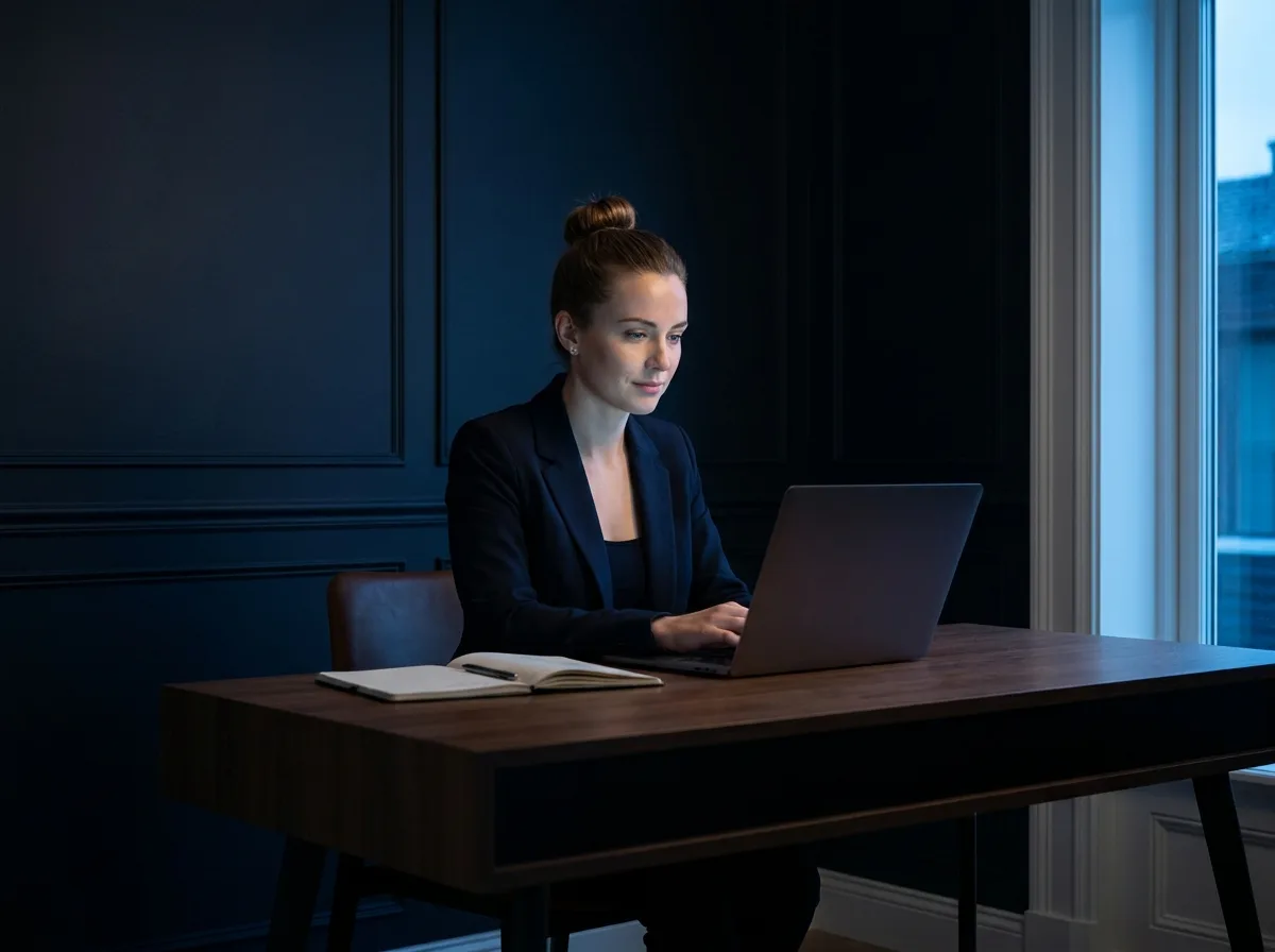 Focused Canadian woman working at a laptop — cognitive and nootropic peptides, Nuvion Peptides